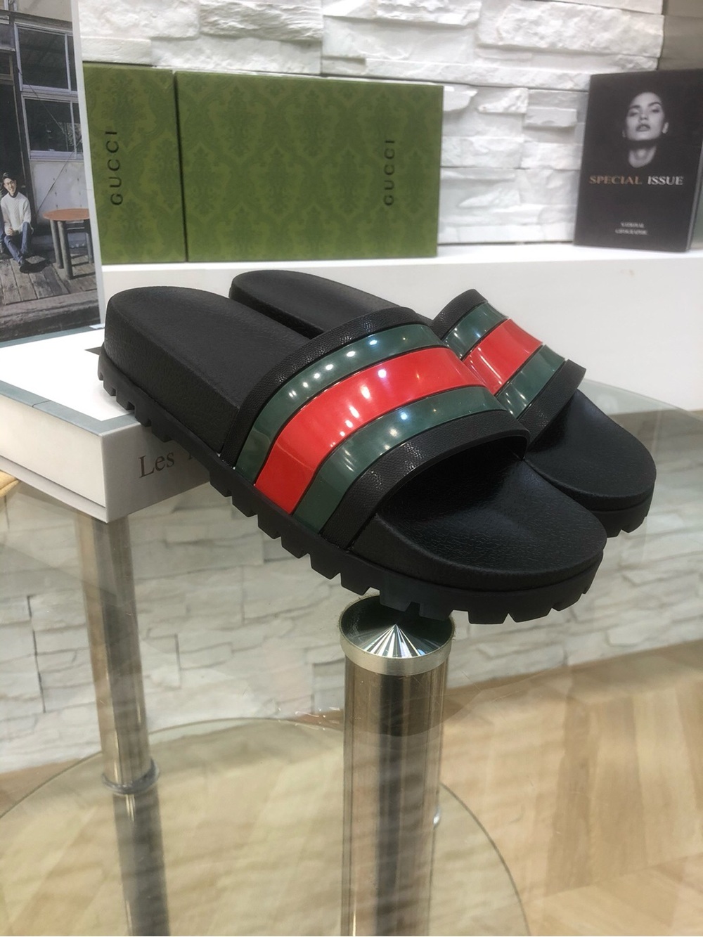 Gucci Web Rubber Slide
